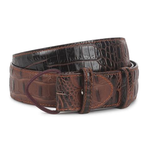 Buy Men Dark Brown Mock Caiman Effect Belt Online at The Collective ...