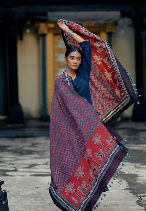 Vrajbhoomi:Co-ord Set of Kurta-Culotte-Dupatta – Nila 01