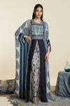 Buy Blue Crepe Woven And Embellished Moroccan Pattern Round Neck ...