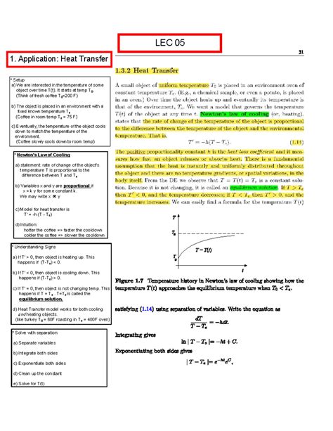 Final Exam Review: Applied Diff Eq & Heat Transfer LEC 05 - Studocu