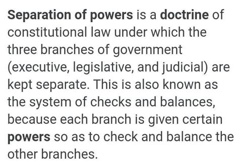 describe the theory of separation of powers - Brainly.in