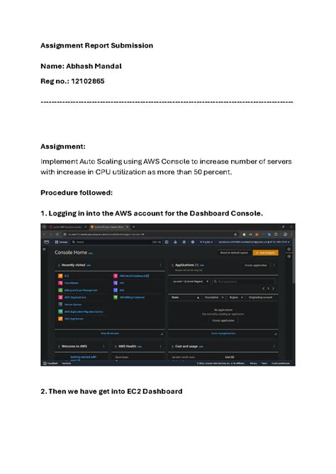 AWS Setup report for the beginners - Assignment Report Submission Name ...