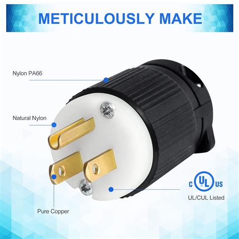 Buy 2-Pack UL Listed NEMA 5-15 Electrical Plug Replacement 3 Prong ...