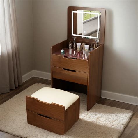 3 in 1 Vanity Desk with Plip Top Mirror,Compact Makeup Vanity | Wooden ...