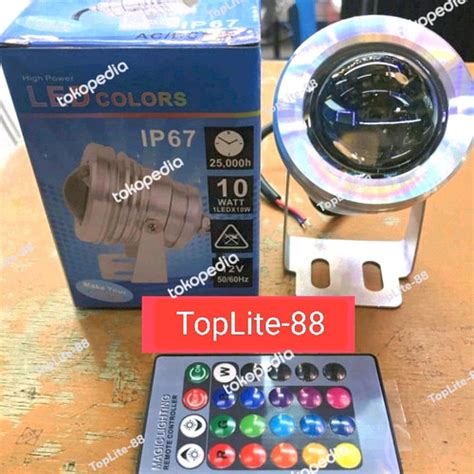 Jual Lampu Kolam Ikan/Renang RGB+Remot 10W 10Watt Led Underwater DC 12V ...