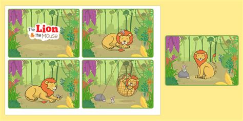The Lion And The Mouse Story Sequencing Cards - story cards