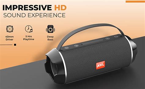 AXL ‎10W Portable Bluetooth Speaker with Powerful Bass, Bluetooth V5.0 ...