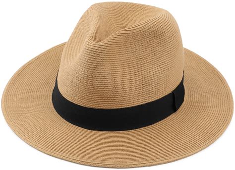 Buy Melesh Straw Fedora Hat for Women Men Fine Braid Wide Brim Sun ...