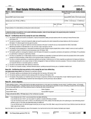 CA FTB 593-C 2012 - Fill out Tax Template Online