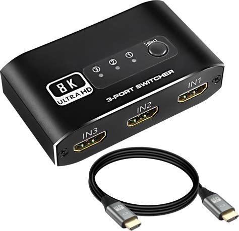 NEWCARE 8K HDMI Switch HDMI 2.1 Splitter Selector 3 in 1 Out Ultra HD ...