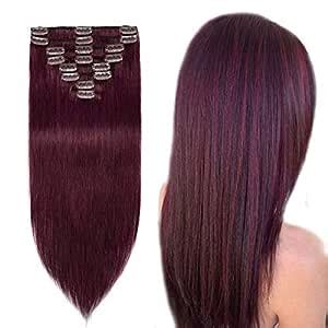 Kabello 3/4 Full Head Remy Human Hair Extensions 120 Grams 8 Pcs Long ...