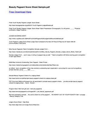 Pageant Score Sheets - Fill and Sign Printable Template Online