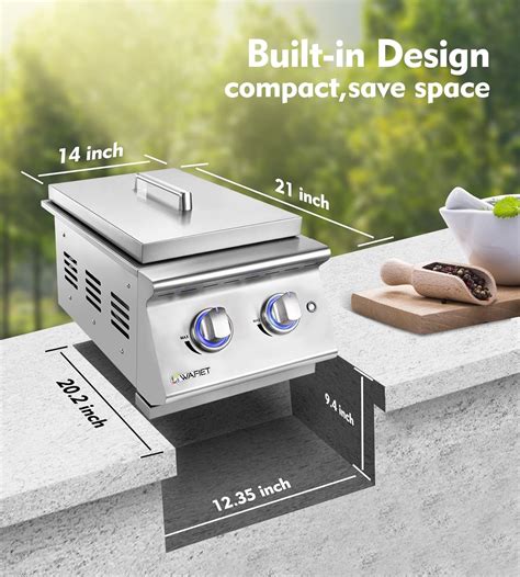Buy WAFIET Built-in Double Grilling Side Burners with Lid for Outdoor ...