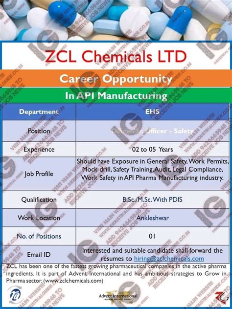 ZCL Chemicals Gujarat jobs for Production Department R&D ADL EHS ...