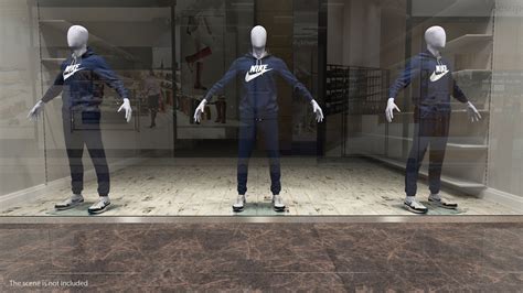 3D Nike Sportswear Suit Blue Lowered Hood on Mannequin | 3D Molier ...