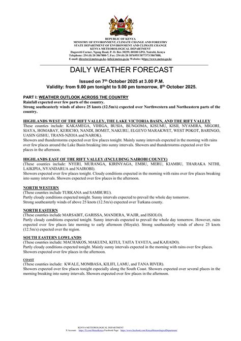 Daily weather forecast valid 8th October 2025