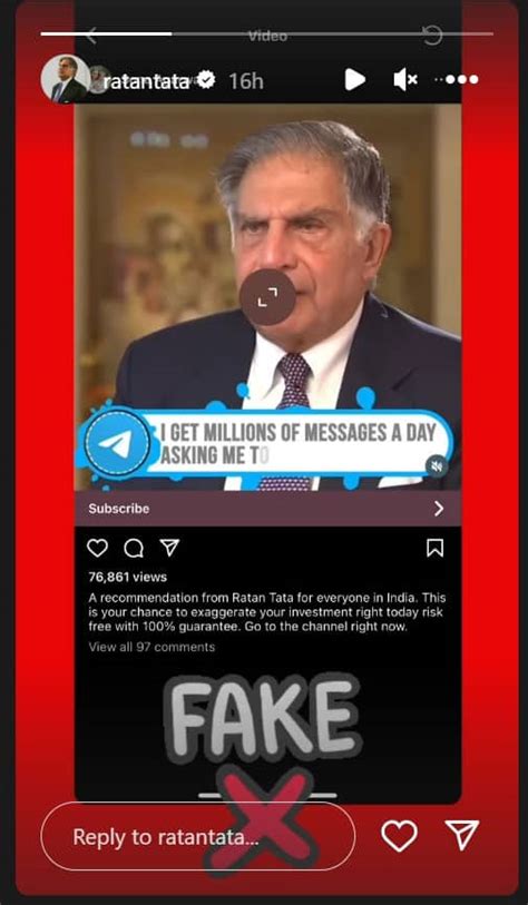 Ratan Tata Issues Fake Alert On Investment Recommendation Interview ...