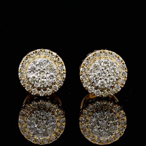 1 CT Fancy Hip Hop Style Round Moissanite Diamond Unisex Stud Earring ...