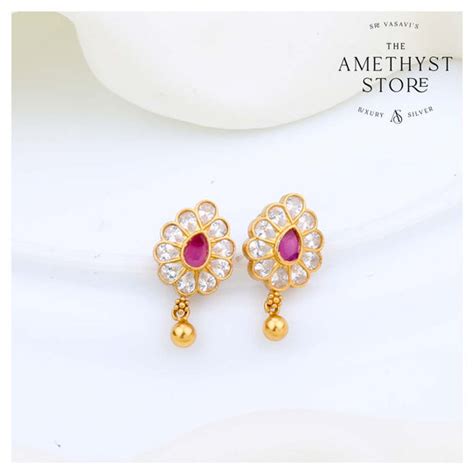 Gold Plated Silver Drop Earrings | Stylish Gold Plated Silver Studs ...