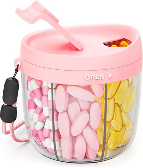 AUVON Cute Pill Organizer with 7 Large Compartments, Portable Pill Box ...