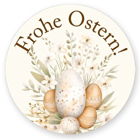 50 autocollants FROHE OSTERN - Motif de Pâques Rond Ø 4,5 cm