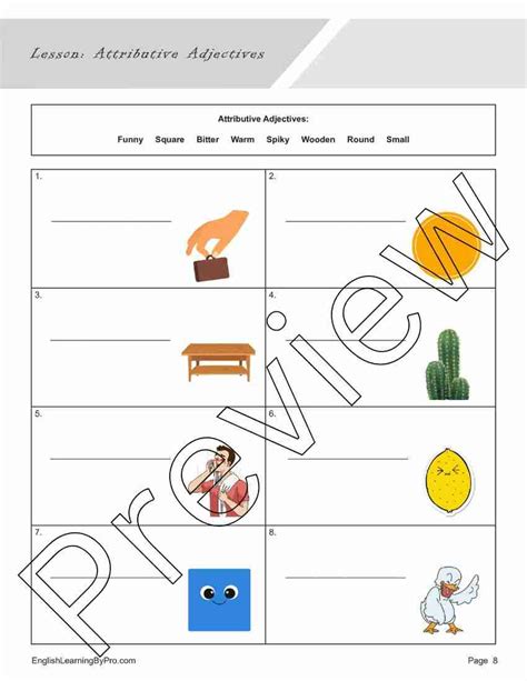 Image result for Attributive Adjectives Worksheet