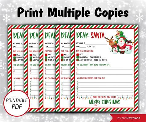 Letter To Santa Claus - Holiday Wishlist Printable Letter To Santa ...