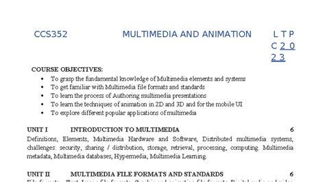 CCS352 MULTIMEDIA AND ANIMATION: COMPREHENSIVE QUESTION BANK - Studocu