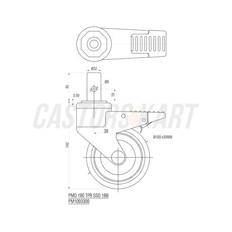 TPE Castor | Swivel Type Plastic Moulded Castor With Brake - 100mm (4 ...