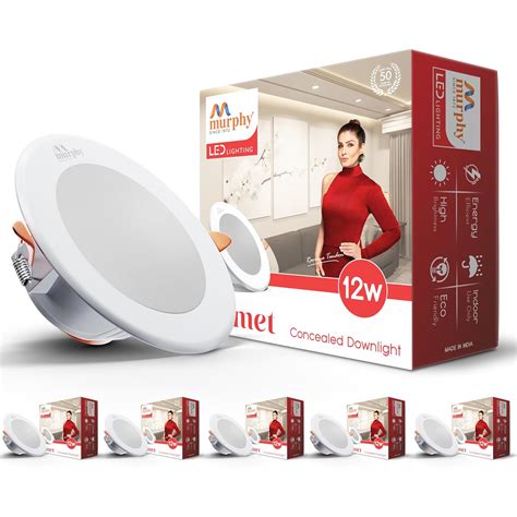 Murphy 12W LED Down Light, Cool White Light, Round, Pack of 6, Recessed ...