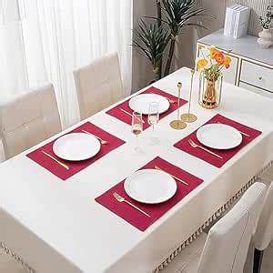 Buy HOKIPO Poly Jute Fabric Washable Dining Table Mats (Red, 4 Pieces ...