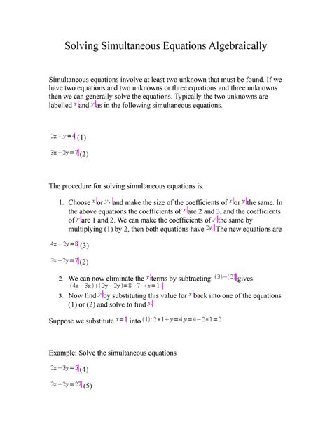 Image result for Simultaneous Equations Algebraically