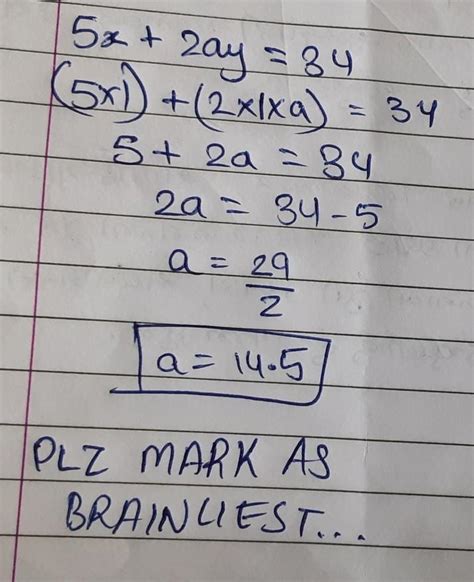 find the value of 'a' for each of the following case if x=1 y=1 is a ...