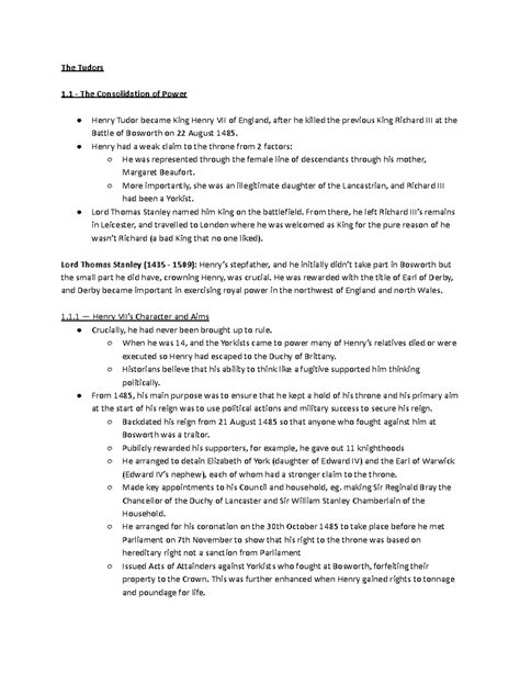 The Tudors (HIST 101): Henry VII's Foreign Policy Overview and Impact ...