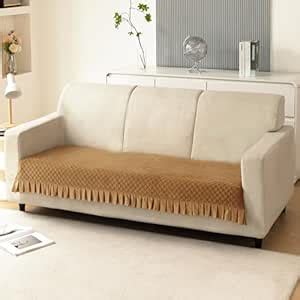 HOKIPO Holland Velvet 3 Seater Sofa Cover Seat Mat with Frill, Gold (IN ...