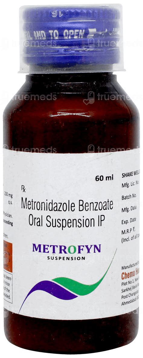 Metrofyn Suspension 60ml - Uses, Side Effects, Dosage, Price | Truemeds