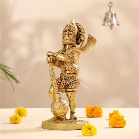 Brass Lord Hanuman Standing Idol (14 Inch) – Velan Store