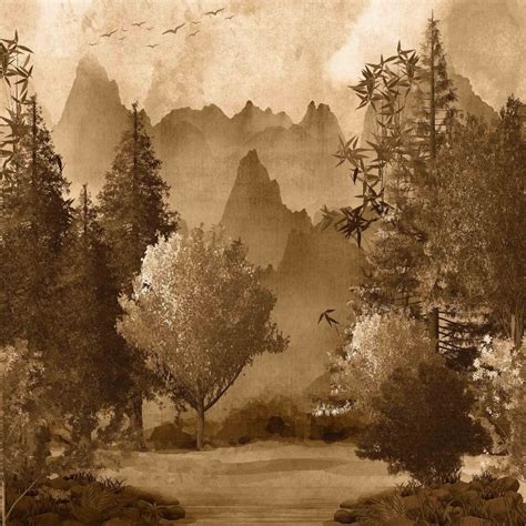 Ancient Chinese Mountainscape Wallcovering (ART 120) – Marshalls India