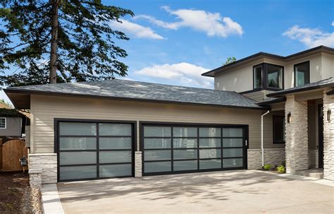 8 X 7 Full View Modern Garage Door With Matte Black Finish With Froste