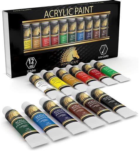 Myartscape Acrylic Paint Set - 12 x 12ml Tubes - Lightfast - Heavy Body ...