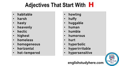 Adjectives That Start with H - English Study Here