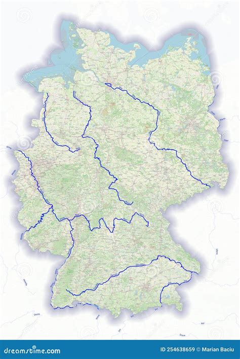 Physical Map of the Country of Germany Colored Stock Illustration ...