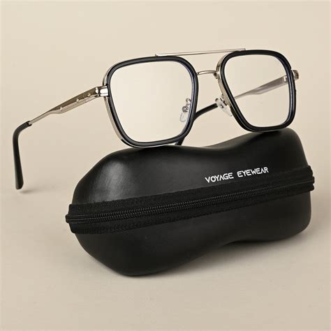 Voyage Maverick Silver & Black Wayfarer Eyeglasses for Men & Women (23 ...