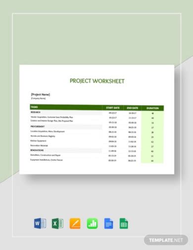 Image result for Project Worksheet