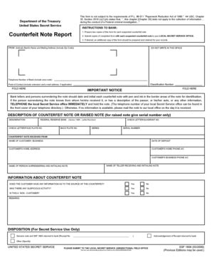 Image result for Counterfeit Money Report Form
