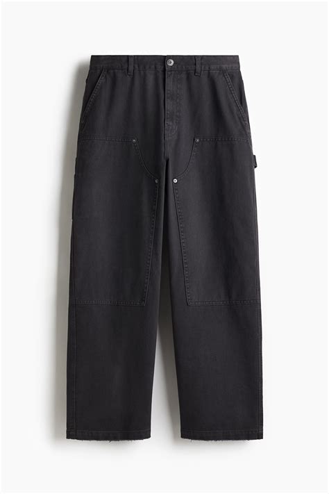 Baggy Fit Carpenter Pants - Black - Men | H&M PH