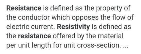difference b/w resistance and resistivity? - Brainly.in