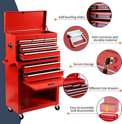 Buy 8-Drawer Rolling Tool Chest&Removable Tool Box, Tool Box Organizer ...