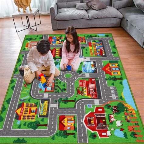 Mfmiudole Kids Carpet Car Play Rug, Kids Play Rug for Playroom, Kids ...