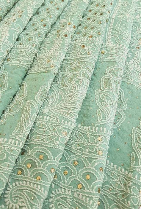 Sage Green Pure Georgette Chikankari Lehenga